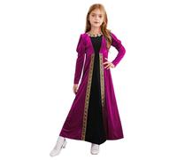 Miutii Ragazza Medievale Costume Medievale Rinascimento Abito Velluto Vittoriano Abito Principessa Vestito Halloween Karnval Costume Carnevale, rosa scuro, 146-152 cm