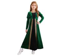 Miutii Ragazza Medievale Costume Medievale Rinascimento Abito Velluto Vittoriano Abito Principessa Vestito Halloween Karnval Costume Carnevale, verde, 110-116 cm