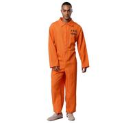 Miutii Tuta da uomo prigioniero, costume da carcere, costume da prigioniero, costume da Halloween, carnevale, arancione, taglia XL