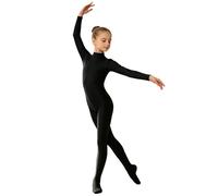 Miutii Tuta Intera Bambina Unitard A Maniche Lunghe Per Ragazze Bodysuit Lucido Corpetto Ginnastica Un Bambino/A Anni Leotard Lungo Casual Nero 15-16 anni