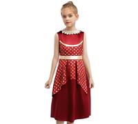 Miutii Vestito da principessa araba senza maniche abito indiano da ballo indiano Halloween Carnevale Vestito da festa, bordeaux, 146-152 cm