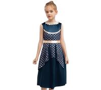 Miutii Vestito da principessa araba senza maniche abito indiano da ballo indiano Halloween Carnevale Vestito da festa, blu marino, 146-152 cm