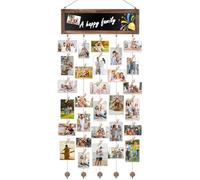 MIUUIPI Cornice portafoto per collage, con 30 mollette in legno e 5 corde di canapa, per foto da appendere in legno, fai da te per foto multiple, per decorazioni per la casa, camera da letto