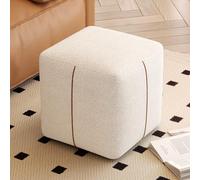 Miuuod Pouf cubo Pouf poggiapiedi in pelliccia sintetica bianca, sgabello per il trucco per soggiorno, camera da letto, cameretta dei bambini, comodo pouf per interni