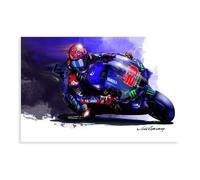 MIUUYE Fabio Quartararo - Poster su tela, motivo: campione MotoGP 2021, decorazione per camera da letto, ufficio, camera da letto, regalo, 20 x 30 cm