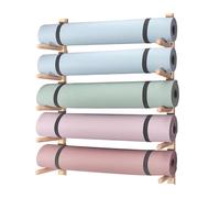 Miuxe Supporto da Parete per Tappetino Yoga in Legno, Scaffale per Tappetini da Esercizio a 2-9 Livelli per Rulli in Schiuma E Tappetini da Esercizio, Ripiano Organizer per Palestra Domestica