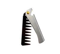 MIUYTRN Pettine for testa Barbiere Manico in acciaio inossidabile Pieghevole Denti larghi Pettine for uomo Parrucchiere Modellazione dei capelli Pettine for styling Portatile Vintage cuicui(Silvery S)