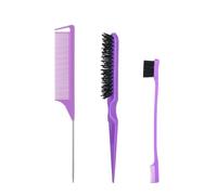MIUYTRN Set di spazzole for capelli lisci da 3 pezzi con setole for capelli, pettine for stuzzicare le donne, for bambini, capelli neri cuicui(Purple set)