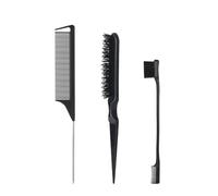 MIUYTRN Set di spazzole for capelli lisci da 3 pezzi con setole for capelli, pettine for stuzzicare le donne, for bambini, capelli neri cuicui(Black set)