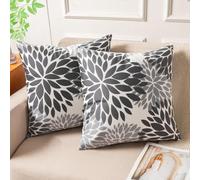 Miuyunya Set di 2 Federe Cuscini Divano in Velluto 45x45 Noir et Gris Copricuscini Morbido Fodera per Cuscino Dalia Fiore Moderno Decorazione Copricuscino per Soggiorno Camera Balcone