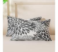 Miuyunya Set di 2 Federe Cuscini Divano in Velluto 50x30 Noir et Gris Copricuscini Morbido Fodera per Cuscino Dalia Fiore Moderno Decorazione Copricuscino per Soggiorno Camera Balcone