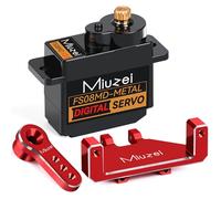 Miuzei 12g 180° Servomotore Digitale Metallo Per Servo Rc 1/24 SCX24 AX24 Car Robot Arm Micro 5v Servo Motore Sterzo con Mount Horn e Cavo da 25 cm(1 Pezzo Rosso)
