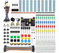 Miuzei Basic Starter Kit compatibile con Arduino con scheda a incastro, Power Supply Modul, Cavo Jumper, Resistor, LED, Elettronica Board Breadboard Set, accessori Compatibile con Raspberry Pi