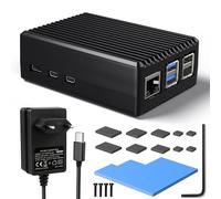 Miuzei Case per Raspberry Pi 5 in Alluminio con Alimentatore 27W 5.1V 5A - Compatibile con 8GB/4GB - Raffreddamento Passivo Metal Case