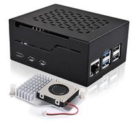 Miuzei Custodia in metallo per Raspberry Pi 5, 1 viti, con ventola ufficiale, compatibile con adattatore M.2 NVMe SSD X1001/X1003/N04/N05 e Active Cooler, per Raspberry Pi 5 Only