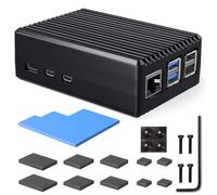 Miuzei Custodia in metallo per Raspberry Pi 5 con 4 dissipatori di calore, ventola di raffreddamento, custodia in alluminio, raffreddamento passivo, solo per Raspberry 5 Model B 8GB/4GB