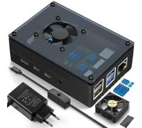 Miuzei Custodia per Raspberry Pi 4 Modello B con Ventola 35mm e Grande Dissipatore di Calore 15mm - Alimentatore USB-C 5V 3A con Interruttore On/Off - Compatibile con Pi 4B, 8GB/4GB/2GB