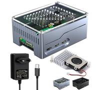 Miuzei Custodia SSD PCIe M.2 NVMe Hat Key-M Shield Top X1001/X1000/X1003 Metal Case per Raspberry Pi 5 con 4GB/8GB RAM e Cooler Ufficiale 5,1V 5A 27W Alimentatore