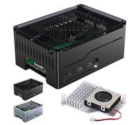 Miuzei Metallo acrilico + alloggiamento per Raspberry Pi 5 Support PCIe M.2 NVMe Hat SSD montaggio superiore X1001/ X1003/ X1000 All SSD Expansion Board at the Top,Case for Raspberry Pi 5 8GB 4GB