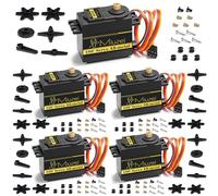 Miuzei Servo Sterzo Digitale 15KG, Ingranaggi in Metallo per Auto RC, 5pz | Dimensione di Montaggio Standard, Rotazione di 180 Gradi, Adatto a Crawler Scala 1/10, Compatibile con Robot e Arduino