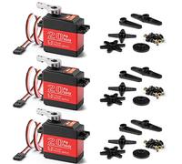 Miuzei Sterzo servo Rc Digital Servo 20 kg 270° impermeabile sterzo con ingranaggio in metallo per auto 1/10 1/8 1/12 modelli, giocattolo aereo robot braccio tarrale auto barca, modellismo (3 pezzi)