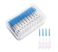 MIVAIUN 200 Pezzi Spazzolini Interdentali Scovolino Interdentale Bifacciale in Silicone Stick Interdentali Stuzzicadenti Bastoncino per La Pulizia dei Denti per Pulizia dei Denti(Blu)