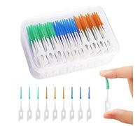 MIVAIUN 210 Pezzi Spazzolini Interdentali,Bastoncini di Filo Interdentale Portatile,Bastoncino per la Pulizia dei Denti,Stuzzicadenti in Silicone Per la Pulizia Dentale Interdentali(Blu Verde Arancia)