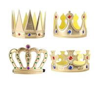 MIVAIUN 4 Pezzi Corone del Re King Crown King Hat Corone della Regina Costume da Principe Corone di Compleanno Corone per Feste Accessori per Costume da Re per Bambini Adulti (4 Pezzi)
