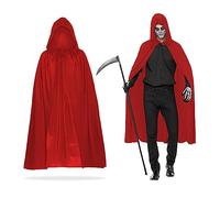 MIVAIUN Costume da Strega con Cappuccio per Halloween Travestimento da Strega, Mantello Donne e Uomini per Adulti, Accessorio per Cosplay per Bambini,Mantello Per Costume di Halloween (Rosso,120cm)