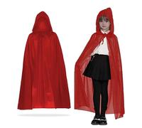 MIVAIUN Costume da Strega con Cappuccio per Halloween, Travestimento da Strega, Mantello Donne e Uomini per Adulti, Accessorio per Cosplay per Bambini,Mantello Per Costume di Halloween (Rosso,90cm)