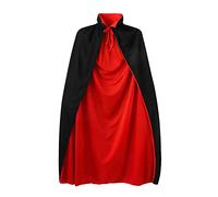 MIVAIUN Costume da Strega Nero per Halloween, Travestimento da Strega, Mantello Donne e Uomini per Adulti, Accessorio per Cosplay per Bambini (Nero Rosso, 90cm)