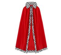 MIVAIUN Mantello da Re Regina per Adulti, Mantello Reale Mantello di Velluto Mantello in Maschera, Costume da Re Regina Medievale per Halloween, Natale, Carnevale, Cosplay, Festa, 120cm (Rosso)