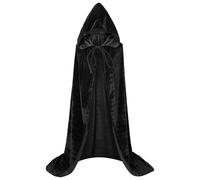 MIVAIUN Mantello Nero con Cappuccio,150 cm/59 Pollici Mantello con Cappuccio Nero Lungo Unisex,Halloween Nero con Cappuccio Capo,Mantello Nero per Adulti Mantello Halloween Cosplay (Nero)