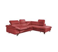 Mivano Divano angolare Driver dal design moderno, divano in pelle a forma di L, con pouf destro, con poggiatesta regolabili, 266 x 73 x 214, in similpelle rossa