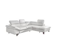 Mivano Divano angolare Driver dal design moderno, divano in pelle a forma di L, con pouf destro, include poggiatesta regolabili, 266 x 73 x 214 cm, ecopelle bianca