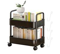 mivceklw 2 tiranti Movable Bookshelf Cart, Rolling Book Storage Rack with Wheels, Household Toy and Snack Organizer, Compact Storage Shelf for Kids, Uffici, Bedroom, 14,57 x 9,84 pollici