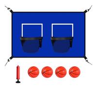 mivceklw Basketball Hoop Attachment, Trampoline Toy Set, Outdoor Game Accessory, Double Ring with Waterproof Net Ideal for Backyard Playground Indoor Fun, 31.5x25.59 Inches