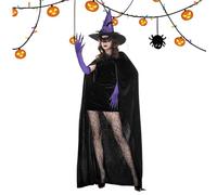 mivceklw Completo da , Mantello da , Mantello, Cappello, Guanti, Maschera in Pizzo e Calze per Cosplay, Matrimonio Gotico, Festa , viola., Se référer au descriptif