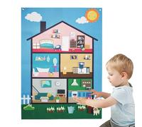 mivceklw Felt Story Board, Children's Felt Wall, Sensory Learning Tool, Interactive Reusable Pieces, Decorative Educational Game, for Preschool Classroom Nursery Age 3+, 104x75cm Multicolor