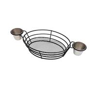 mivceklw French Fry Basket, Fast Food Serving Tray, Dipping Bowl Set, Strongplastic Design, Heat Resistant Build, Black Color for Home Kitchen Party Ristorante Outdoor Use