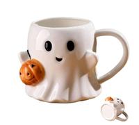 mivceklw Halloween Cup, Cute Ghost Ceramic Tazza, Festive Coffee Tea Glass Sturdy Handle Design Holiday-Themed Drinkware for Home, Kids, Adulti, Donne, Amanti, Christmas, Birthday, Daily Use