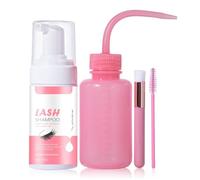 mivceklw Lash Shampoo for Extensions, Gentle Eyelash Cleanser with Rinse Bottle & Brush, 100ml Foam Cleaner for Eyelid Care, Makeup Removal, Professional & Home Use, 1.57in