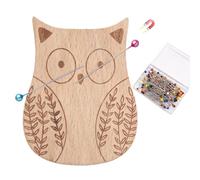 mivceklw Magnetic Pin Holder, Needle Organizer, Cartoon Clip Tray, Strong Magnet Base, Includes 100 Pins, for Sewing Tailoring Quilting Dressmaking, 8x5.6x1.5cm Iron Wood