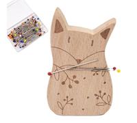 mivceklw Magnetic Pin Holder, Needle Organizer, Cartoon Clip Tray, Strong Magnet Base, Includes 100 Pins, for Sewing Tailoring Quilting Dressmaking, 8x5.6x1.5cm Iron Wood