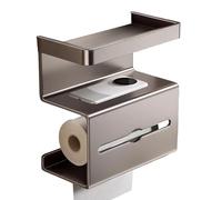 mivceklw Porta rotolo di carta igienica con ripiano - Supporto WC senza foratura, supporto di estensione moderno per bagno, campeggio, auto, appartamento, WC e casa