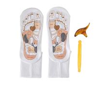 Mivceklw Reflexology Socks, Acupressures Foot Map, Massage Stick Tool, Targeted Pressure Relief, Muscle Support Design, 1 Pair + Stick, Yoga Room, Gym, Home Use, Use With Ease