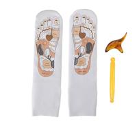 Mivceklw Reflexology Socks, Acupressures Foot Map, Massage Stick Tool, Targeted Pressure Relief, Muscle Support Design, 1 Pair + Stick, Yoga Room, Gym, Home Use, Use With Ease