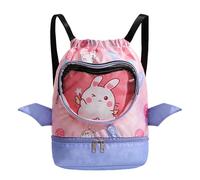 mivceklw Swim Bag for Kids Wet Dry, Dry-Wet Separated Drawstring Backpack, Cartoon Animal Gym Bag with Shoe Compartment for Beach, Pool, and Travel, Crafted from Waterproof Material