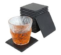 MIVIDE 8 Pezzi Sottobicchieri in Ardesia 10 x 10 cm, Sottobicchieri Ardesia Quadrati per Bar, Cucina, Casa, Decorazione da Tavolo (nero)