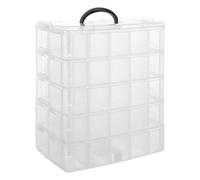 MIVIDE Scatola portaoggetti a 5 ripiani, con manico, 24,5 x 16,5 x 30,2 cm, impilabile, scatola in plastica per giocattoli, gioielli, perline, hobby, attrezzi